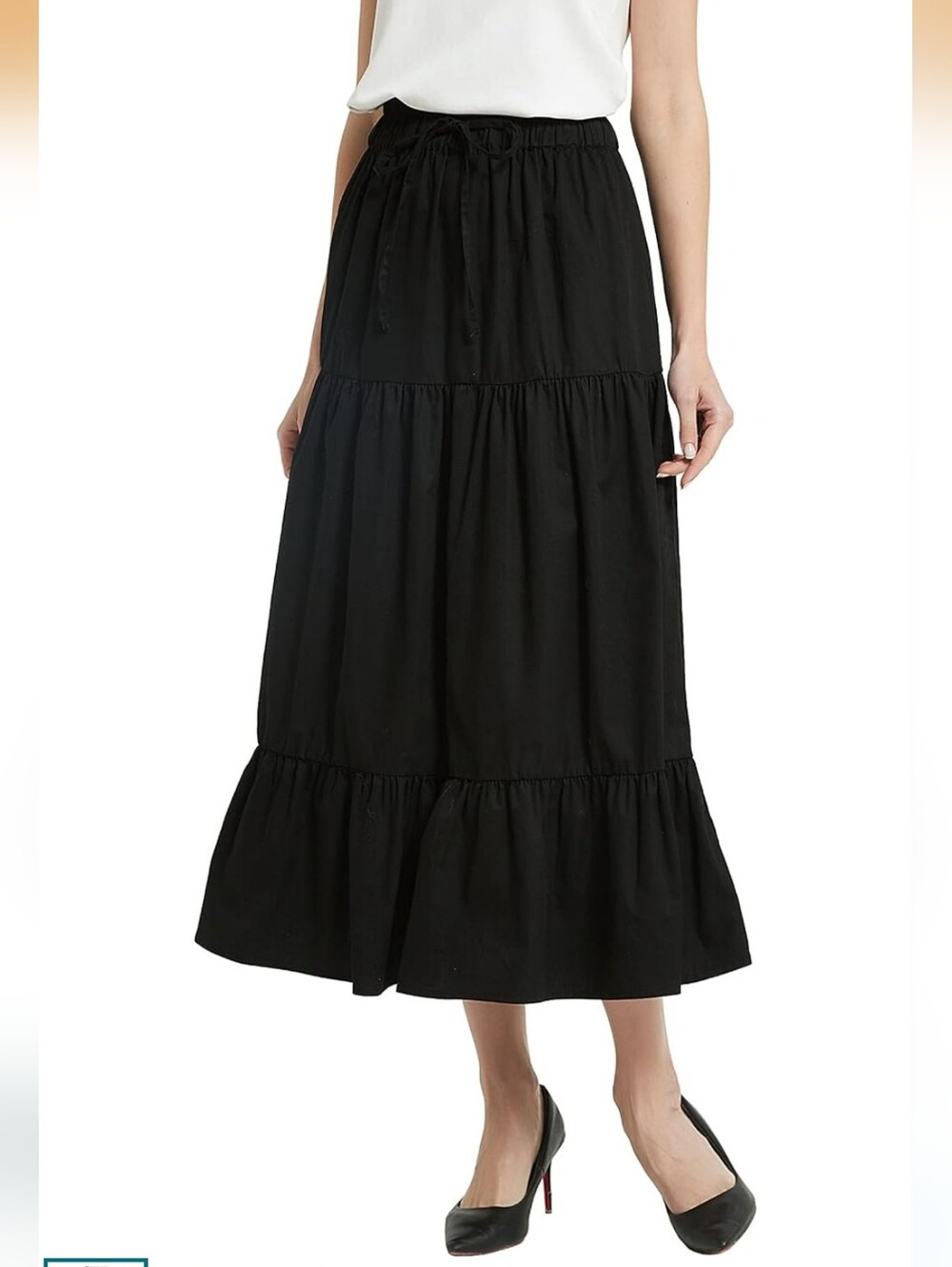 Women's Black Tiered Maxi Skirt